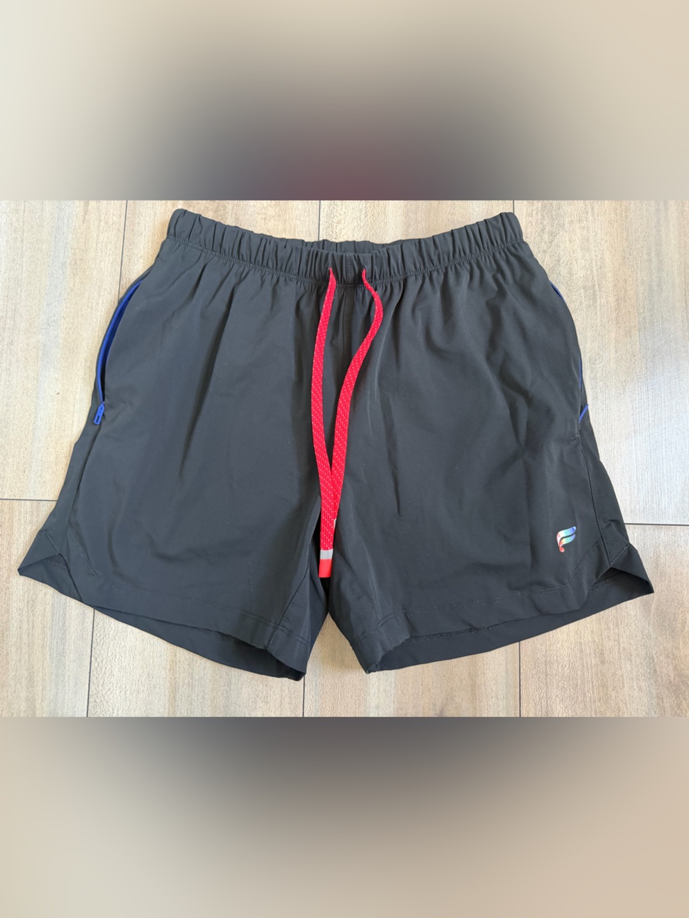 Fabletics Black Athletic Shorts with Red Drawstring